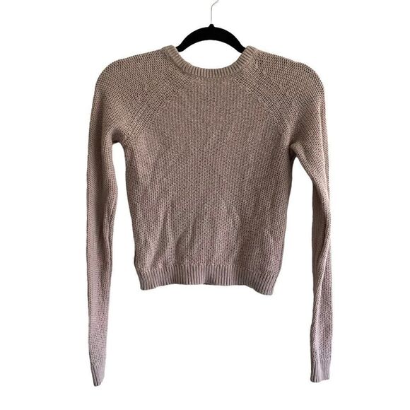 ARITZIA Talula  Crew Neck Cropped Sweater Tan Taupe XXS - Picture 2 of 4